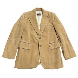 VTG Cortefiel Corduroy Blazer Jacket Men's Size 40 Tan Made in Spain 1970s *flaw